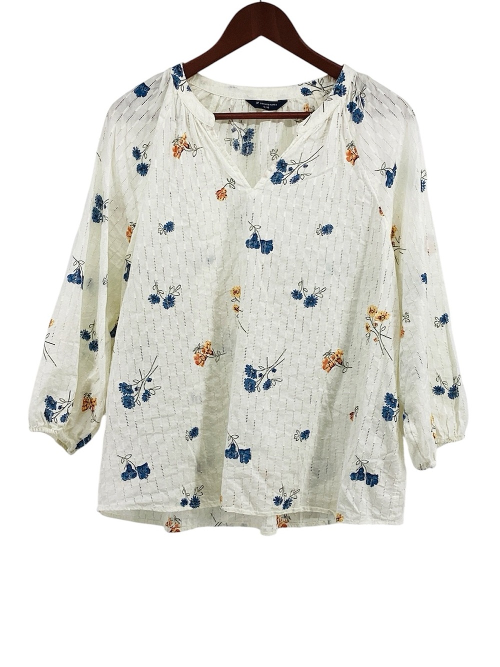 🐵 Denver Hayes Floral V-Neck Blouse - Size Large